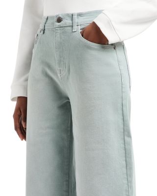 High Rise Straight Leg Jeans in Light Green