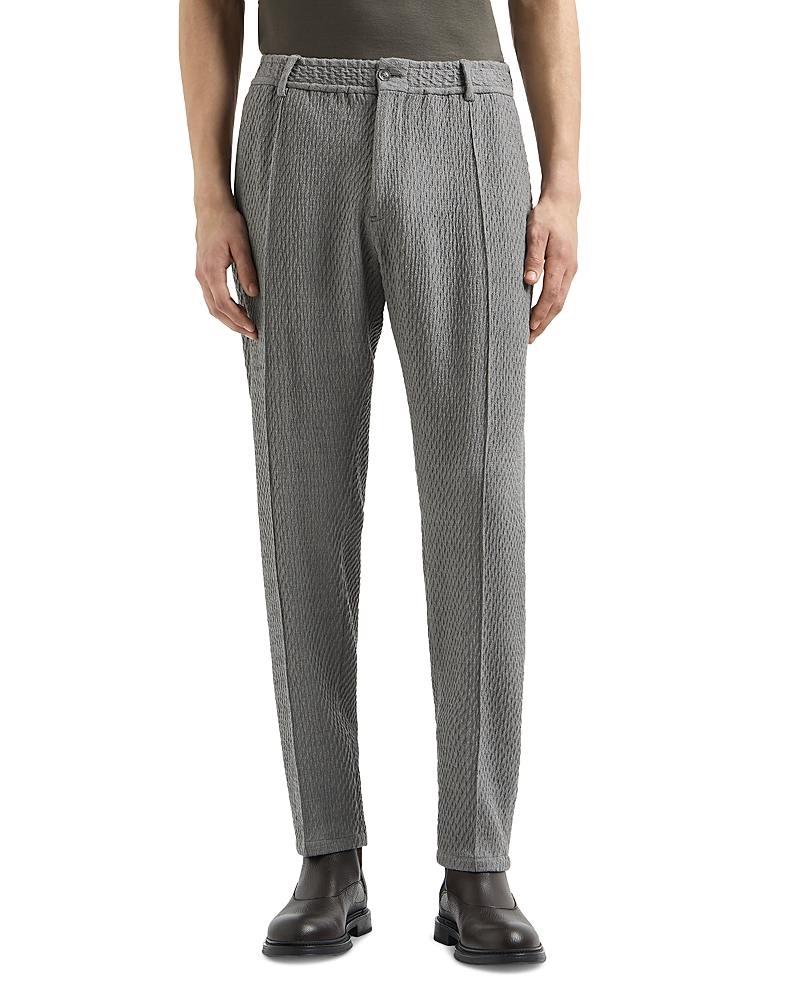 Emporio Armani 3d Effect Virgin Wool Stretch Jersey Trousers In Pearl Grey
