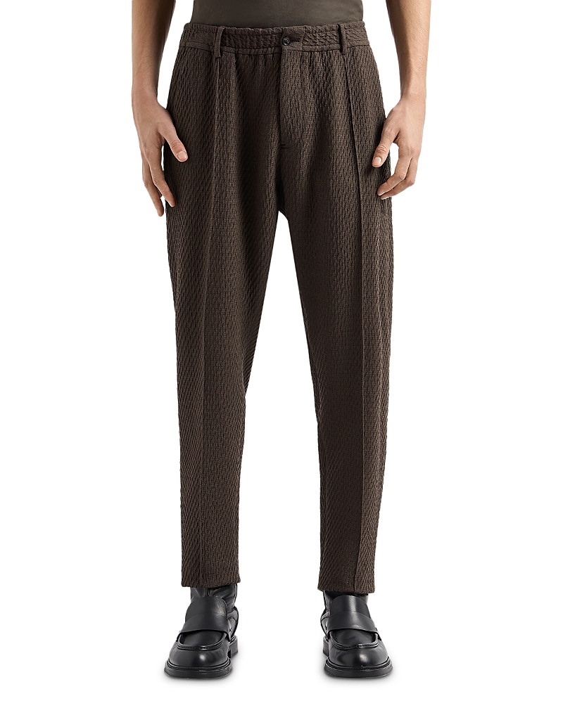 Emporio Armani 3d Effect Virgin Wool Stretch Jersey Trousers
