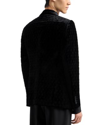 Peak Lapel Embroidered Motif Velvet Sport Jacket