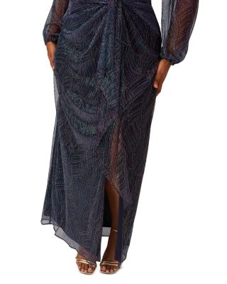 Plus Size Metallic Mesh Gown