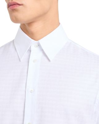 Cotton Shirt with Allover Micro Jacquard Motif