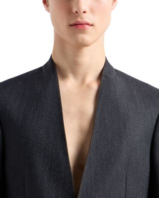 Modern Fit Mouline Wool Blend Jacket with Contrast Color Stitching