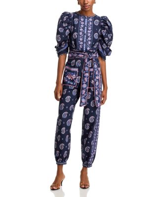 FARM Rio - Ayla Blue Short Sleeved Jumpsuit