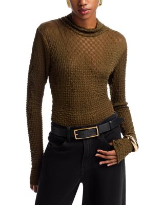 FRAME - Mesh Lace Turtleneck Top