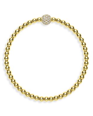 18K Yellow Gold Caviar Diamond Pav&eacute; Ball Stretch Bracelet