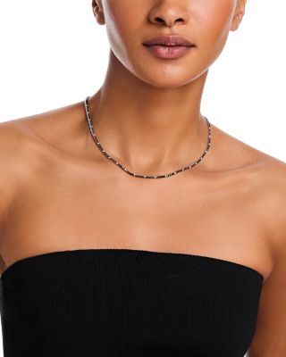 Black & White Diamond Tennis Necklace in 14K White Gold, 3.6 tcw 