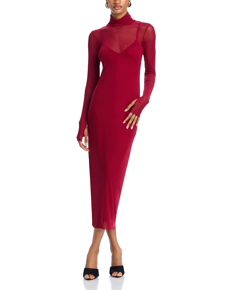 AFRM SHAILENE MOCK NECK MIDO DRESS