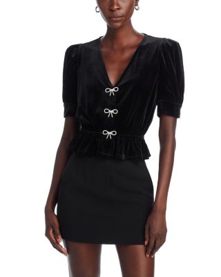 Black velvet peplum top online