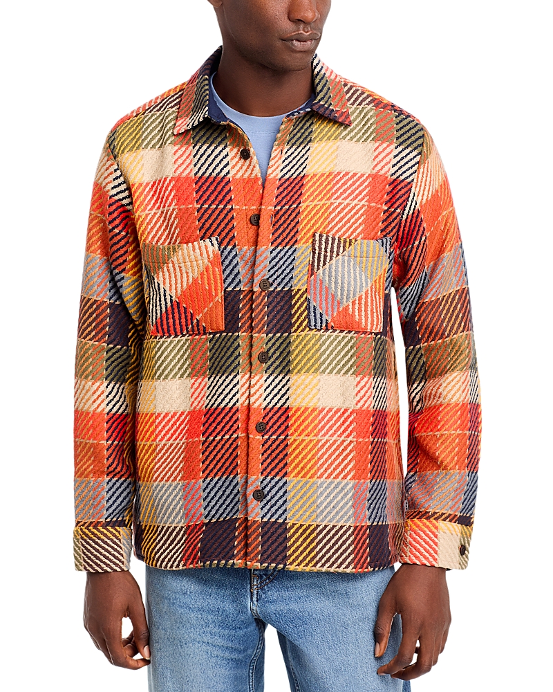Wax London Mens Whiting Orange Pike Check Overshirt In Orange Multi