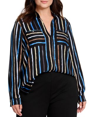Nic+Zoe Plus Painted Stripe Onyx Top