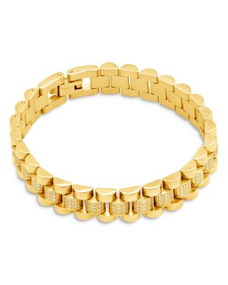 Pav&amp;eacute; Watch Band Chain Bracelet in 14K Gold Plated