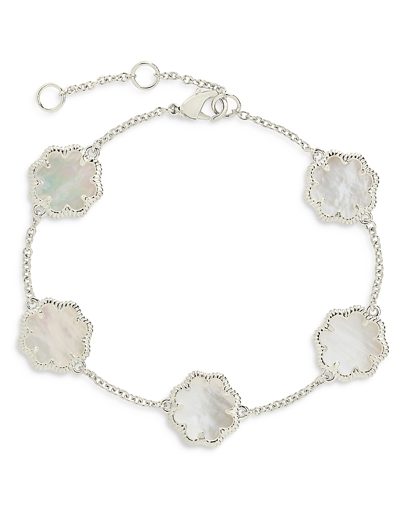 Sterling Forever Pearl Station Bracelet In White/silver