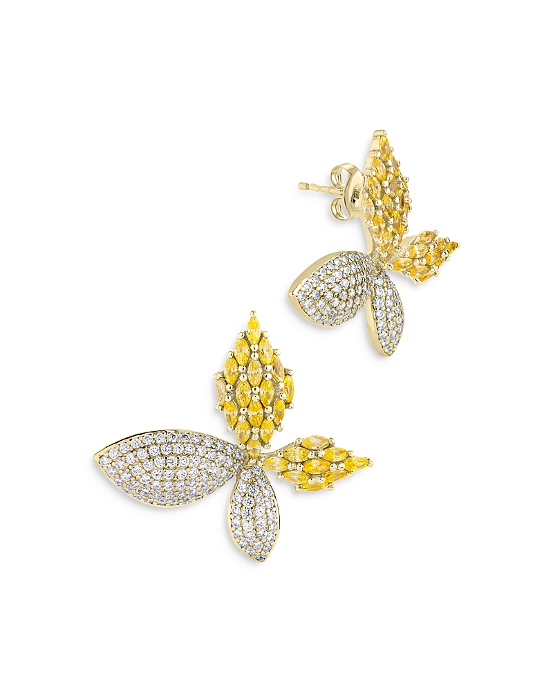 Sterling Forever Heidi Cubic Zirconia Flower Stud Earrings In 14k Gold Plated In Gold