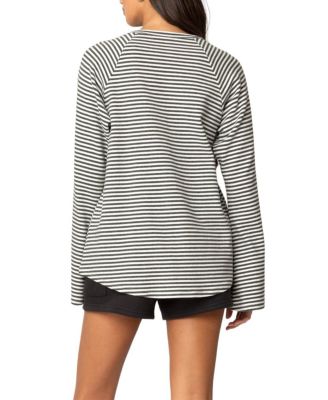 Stripey Oversized Bell Sleeve Top
