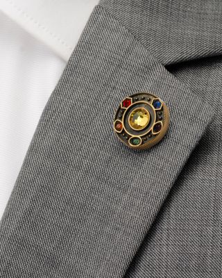 Infinity Stones Antique Gold Tone Lapel Pin
