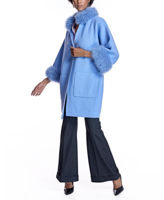 Cashmere Kimono with Cashmere Goat Trim