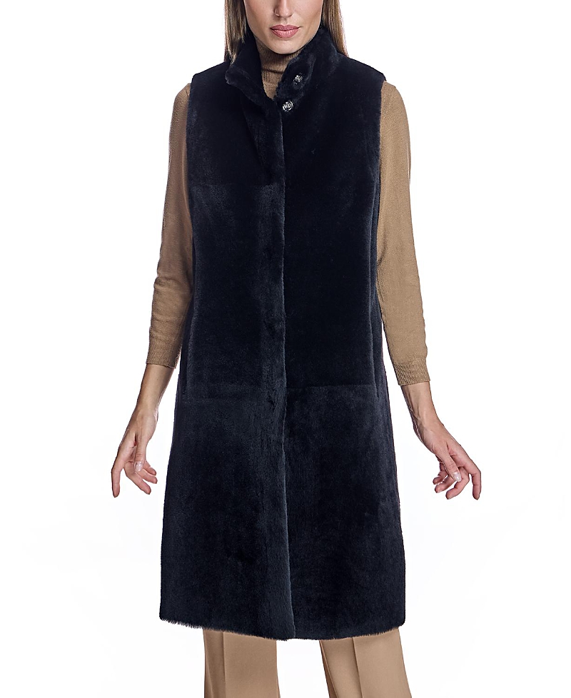 Maximilian Reversible Shearling Lamb Vest In Black