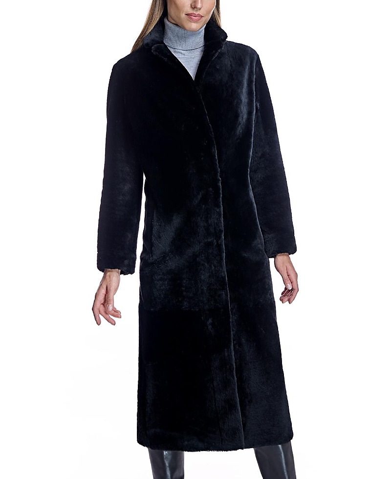 Maximilian Long Shearling Coat In Black