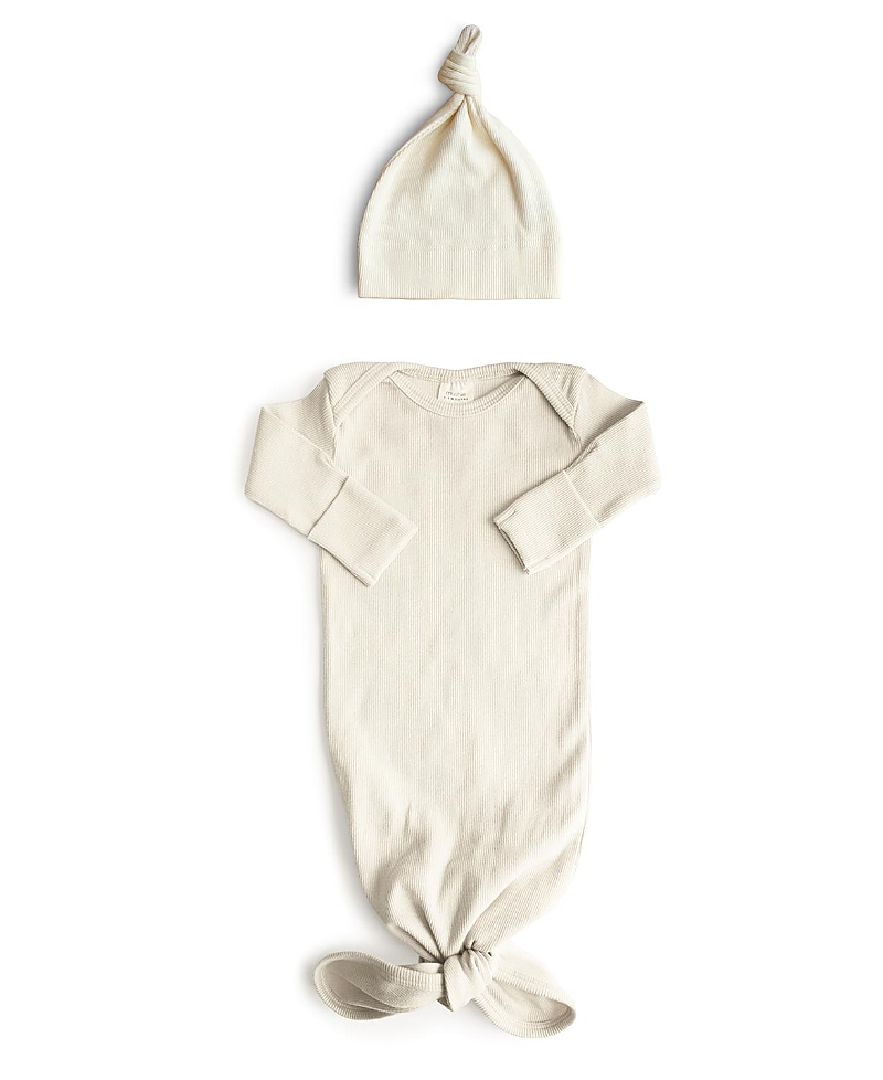 Mushie Unisex Ribbed Knotted Gown + Beanie - Baby