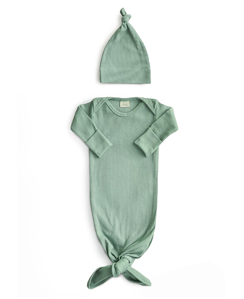 Mushie Unisex Ribbed Knotted Gown + Beanie - Baby