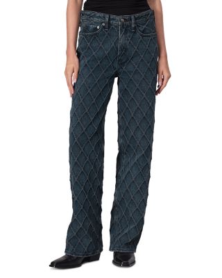 rag & bone - Logan Quilted Mid Rise Wide Leg Jeans in Karina