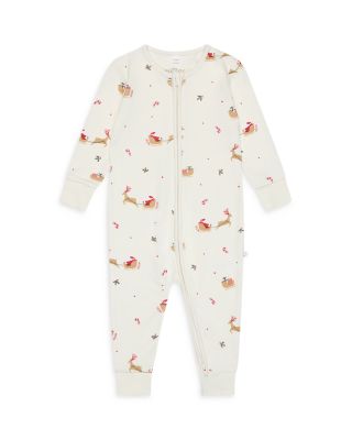 Unisex Santa Print Two Way Zip Romper - Baby
