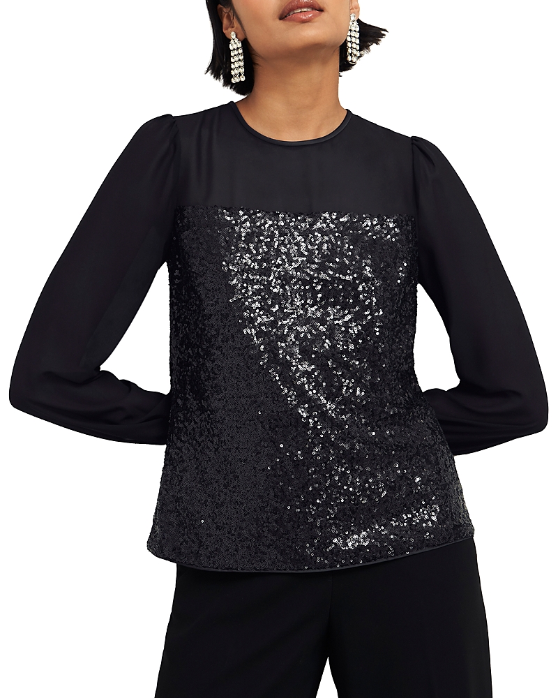 Hobbs London Zariah Sequin Top In Black