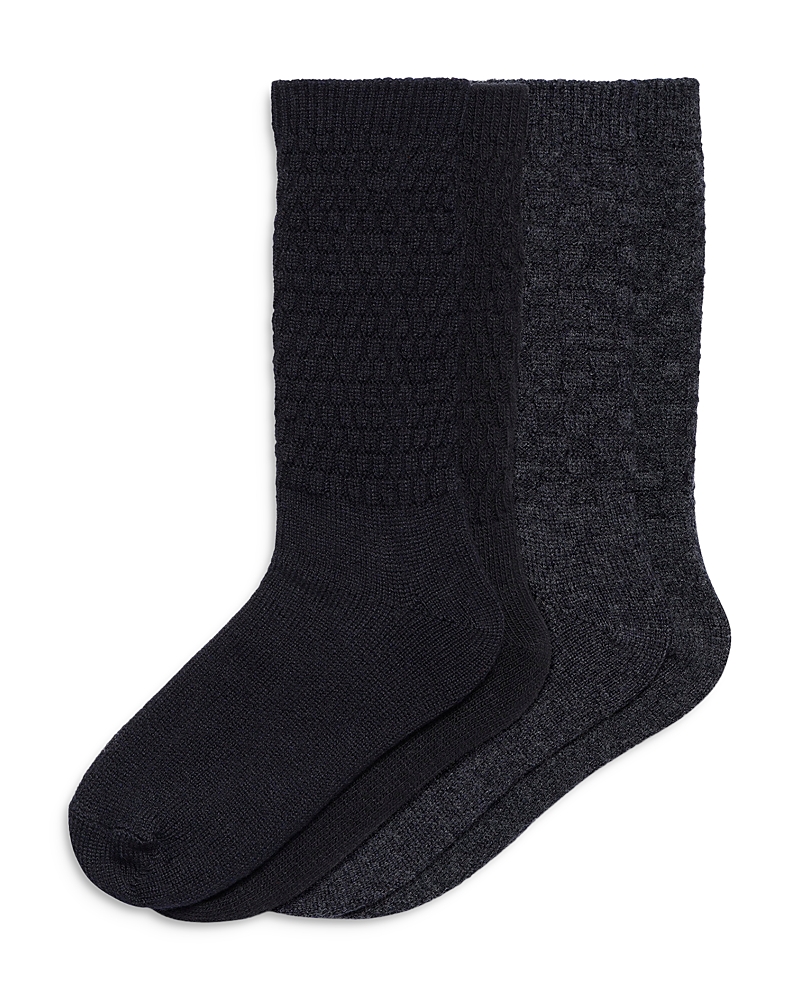Hue Textured Crew Socks, 2-pack In Black