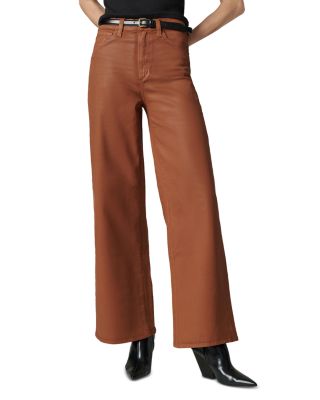 Joe's Jeans - The Mia High Rise Wide Leg Coated Jeans in Leather Brown