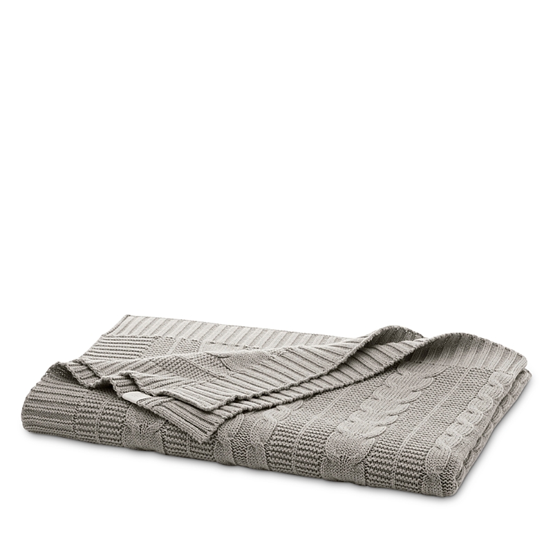 Boll & Branch Cable Knit Organic Cotton Baby Blanket In Heathered Pewter