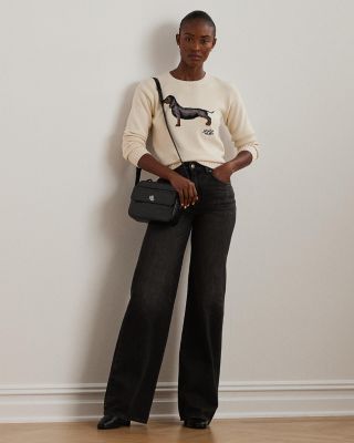 Intarsia Knit Dachshund Cropped Sweater
