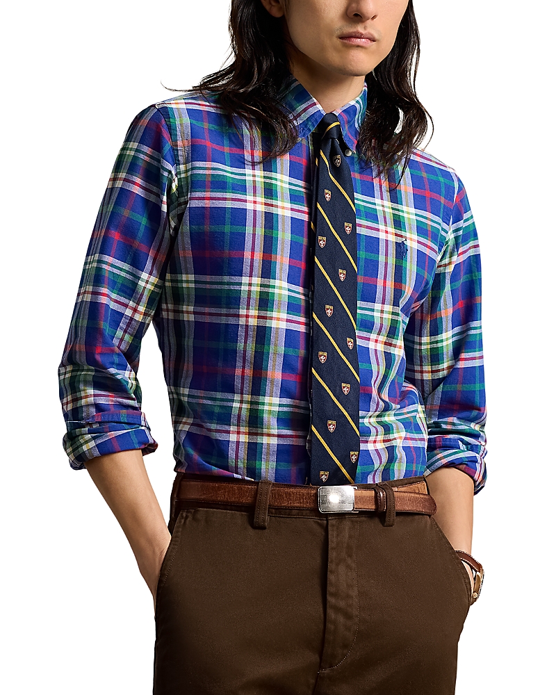 Polo Ralph Lauren Classic Plaid Button-down Oxford Shirt In Blue/white