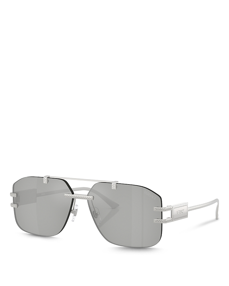 VERSACE DAMIER PLAQUE RECTANGLE SUNGLASSES, 60MM
