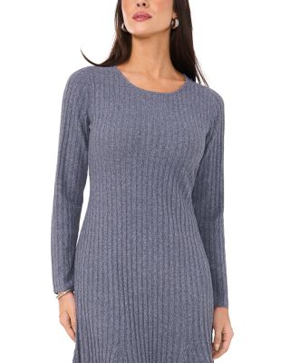 Rib Knit Round Neck Midi Dress