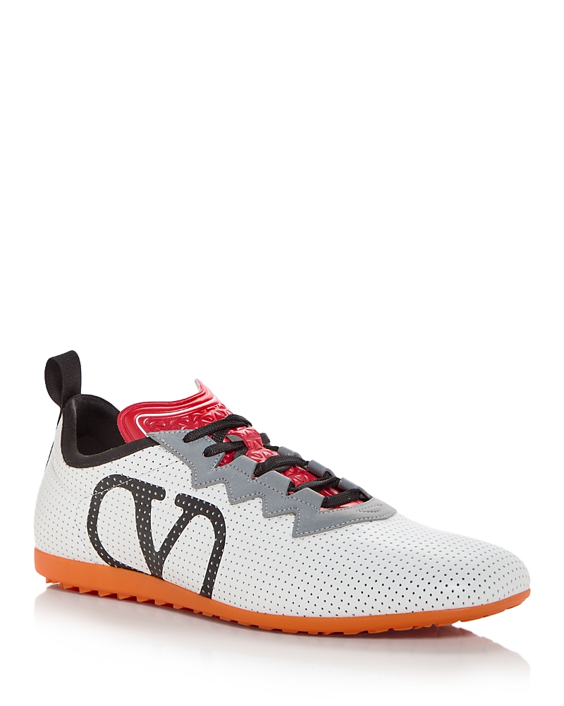 Valentino Garavani White Sneakers With Asymmetric Toe And Vlogo Detail On The Side In Tech Fabric Ma In White Multi