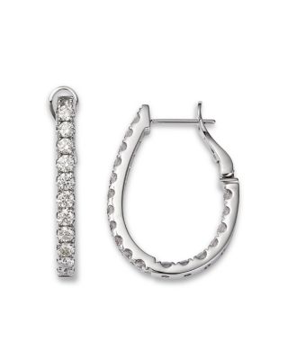Diamond Inside Out Oval Hoop Earrings in 14K White Gold, 2.25 tcw