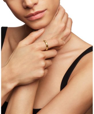 18K Yellow Gold Modern Renaissance Ring with Diamonds