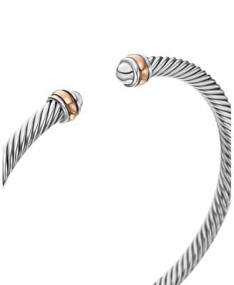 Classic Cable Bracelet in Sterling Silver with 18K Rose Gold, 4mm