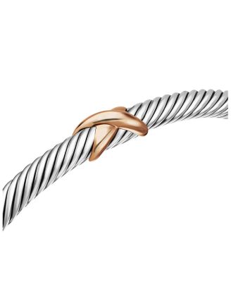 Sterling Silver X Station Bracelet with 18K Rose Gold