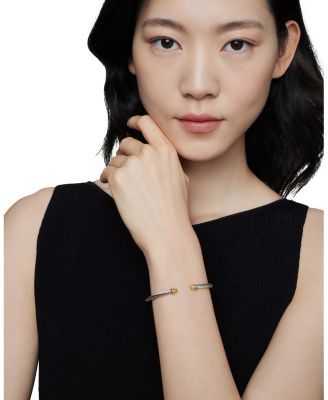 Sterling Silver & 18K Yellow Gold Cable Classic Bracelet with Citrine