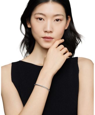 Classic Cable Station Bracelet in Sterling Silver with Diamonds, 4mm