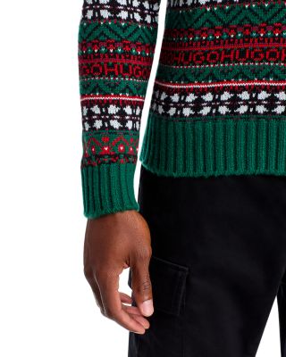 Sissoh Wool Blend Fair Isle Relaxed Fit V Neck Sweater