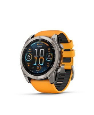 Garmin - Fenix 8 51mm, Amoled, Saphire, Bare Graphite Titanium, Spark Orange/Graphite Band Watch