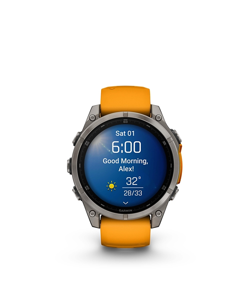 Garmin Fenix 8 47mm, Amoled, Saphire, Bare Graphite Titanium, Spark Orange/graphite Band Watch / Fitness Tr In Orange