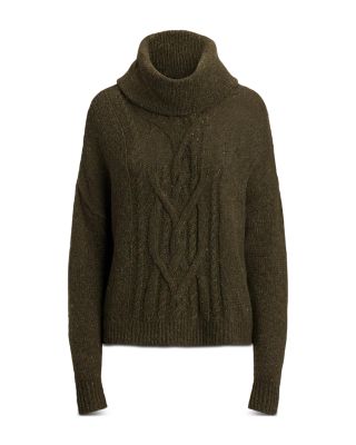 Ralph Lauren Aran Knit Wool Blend Turtleneck Sweater
