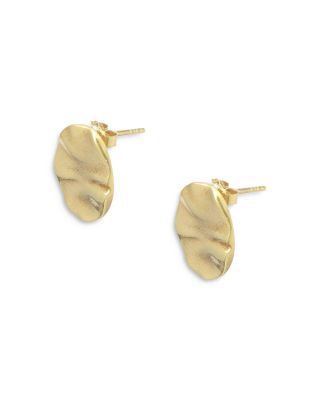 14K Yellow Gold Wave Art Earrings 