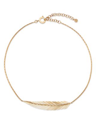 CADAR - 18K Yellow Gold Feather Collar Necklace, 15-18"