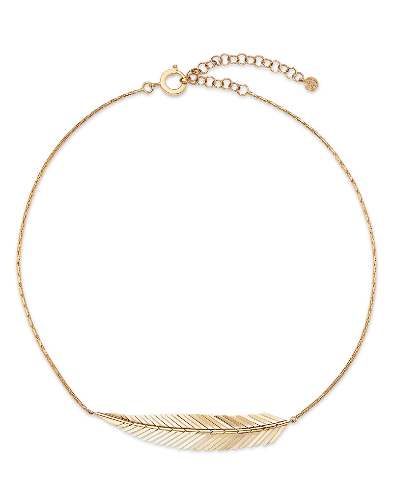 Cadar 18K Yellow Gold Feather Collar Necklace, 15