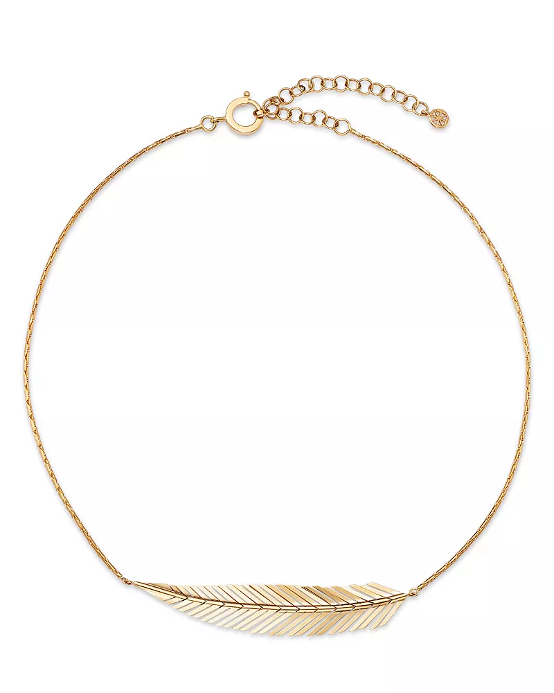 Cadar 18K Yellow Gold Feather Collar Necklace, 15